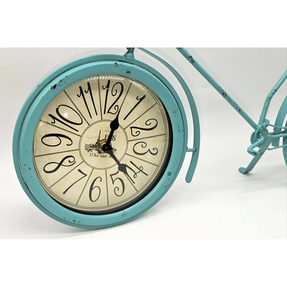37 Rue Saint-Denis Clock. Bicycle Cobalt Blue. Cleaned, Tested, Working.